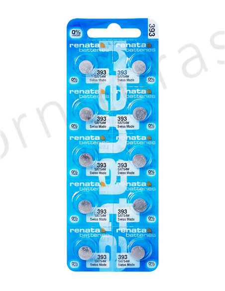 Tira de 10 Pilas de Botón 393 (SR754W)