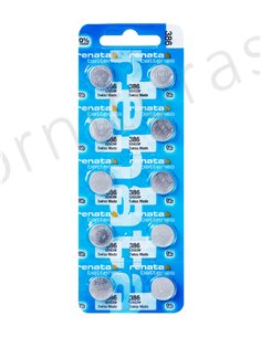 Tira de 10 Pilas de Botón 386 (SR43W) 2