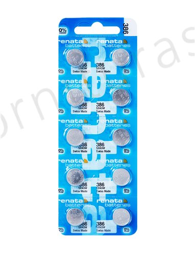 Tira de 10 Pilas de Botón 386 (SR43W)