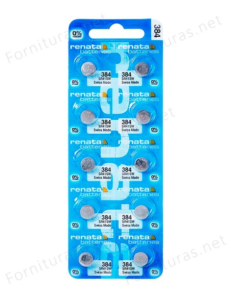 Tira de 10 Pilas de Botón 384 (SR41SW)