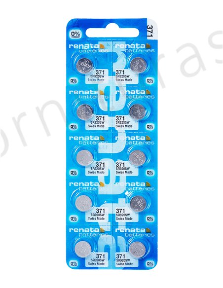 Tira de 10 Pilas de Botón 371 (SR920SW)