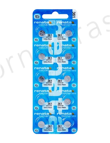 Tira de 10 Pilas de Botón 361 (SR721W)