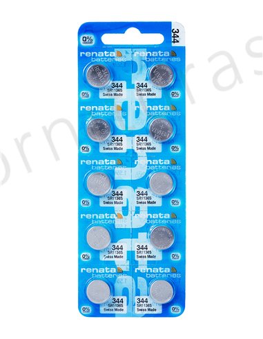 Tira de 10 Pilas de Botón 344 (SR1136SW)